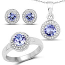 3.22 Carat Genuine Tanzanite & White Topaz .925 Sterling Silver Ring-5