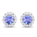 3.77 Carat Genuine Tanzanite and White Topaz .925 Sterling Silver 3 Piece Jewelry Set (Ring, Earrings, and Pendant w/ Chain)-8