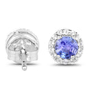 3.77 Carat Genuine Tanzanite and White Topaz .925 Sterling Silver 3 Piece Jewelry Set (Ring, Earrings, and Pendant w/ Chain)-13