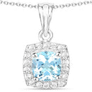 4.62 Carat Genuine Blue Topaz and White Topaz .925 Sterling Silver 3 Piece Jewelry Set (Ring, Earrings, and Pendant w/ Chain)-7