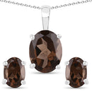 3.14 Carat Genuine Smoky Quartz .925 Sterling Silver Jewelry Set-5