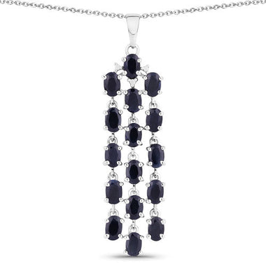 7.68 Carat Genuine Blue Sapphire .925 Sterling Silver Pendant
