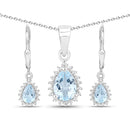 2.00 Carat Genuine Blue Topaz and White Topaz .925 Sterling Silver Jewelry Set-7