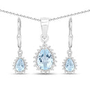 2.00 Carat Genuine Blue Topaz and White Topaz .925 Sterling Silver Jewelry Set-4