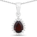 1.88 Carat Genuine Garnet and White Topaz .925 Sterling Silver Jewelry Set-5