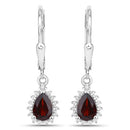 1.88 Carat Genuine Garnet and White Topaz .925 Sterling Silver Jewelry Set-6