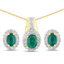 1.71 Carat Dyed Emerald and White Topaz .925 Sterling Silver Jewelry Set-7