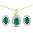 1.71 Carat Dyed Emerald and White Topaz .925 Sterling Silver Jewelry Set-4