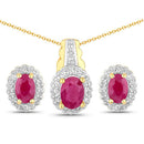 1.94 Carat Genuine Johnson Ruby and White Topaz .925 Sterling Silver Jewelry Set-4