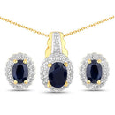 1.96 Carat Genuine Black Blue Sapphire and White Topaz .925 Sterling Silver Jewelry Set-4