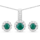 1.81 Carat Dyed Emerald and White Topaz .925 Sterling Silver Jewelry Set-7