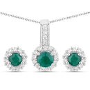 1.81 Carat Dyed Emerald and White Topaz .925 Sterling Silver Jewelry Set-4