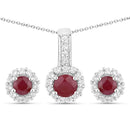 2.17 Carat Genuine Ruby and White Topaz .925 Sterling Silver Jewelry Set-7