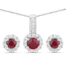 2.17 Carat Genuine Ruby and White Topaz .925 Sterling Silver Jewelry Set-4