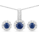 2.17 Carat Genuine Blue Sapphire and White Topaz .925 Sterling Silver Jewelry Set-7