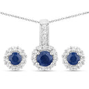 2.17 Carat Genuine Blue Sapphire and White Topaz .925 Sterling Silver Jewelry Set-4