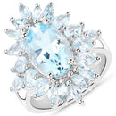 19.18 Carat Genuine Blue Topaz .925 Sterling Silver 3 Piece Jewelry Set (Ring, Earrings, and Pendant w/ Chain)-7