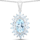 19.18 Carat Genuine Blue Topaz .925 Sterling Silver 3 Piece Jewelry Set (Ring, Earrings, and Pendant w/ Chain)-8