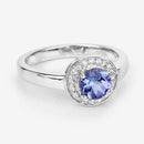 1.05 Carat Genuine Tanzanite and White Topaz .925 Sterling Silver Ring-9