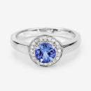 1.05 Carat Genuine Tanzanite and White Topaz .925 Sterling Silver Ring-12