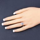 1.05 Carat Genuine Tanzanite and White Topaz .925 Sterling Silver Ring-13