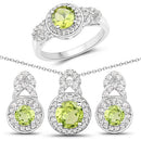 2.68 Carat Genuine Peridot and White Topaz .925 Sterling Silver Jewelry Set-5