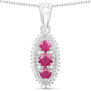4.32 Carat Genuine Ruby and White Topaz .925 Sterling Silver 3 Piece Jewelry Set (Ring, Earrings, and Pendant w/ Chain)-7