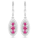 4.32 Carat Genuine Ruby and White Topaz .925 Sterling Silver 3 Piece Jewelry Set (Ring, Earrings, and Pendant w/ Chain)-8