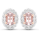 1.98 Carat Genuine Morganite and White Topaz .925 Sterling Silver 3 Piece Jewelry Set (Ring, Earrings, and Pendant w/ Chain)-7