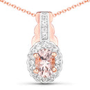 1.98 Carat Genuine Morganite and White Topaz .925 Sterling Silver 3 Piece Jewelry Set (Ring, Earrings, and Pendant w/ Chain)-8