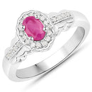 2.46 Carat Genuine Ruby and White Topaz .925 Sterling Silver 3 Piece Jewelry Set (Ring, Earrings, and Pendant w/ Chain)-12