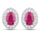 2.46 Carat Genuine Ruby and White Topaz .925 Sterling Silver 3 Piece Jewelry Set (Ring, Earrings, and Pendant w/ Chain)-13