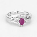 2.46 Carat Genuine Ruby and White Topaz .925 Sterling Silver 3 Piece Jewelry Set (Ring, Earrings, and Pendant w/ Chain)-7