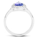 1.02 Carat Genuine Tanzanite and White Topaz .925 Sterling Silver Ring-5