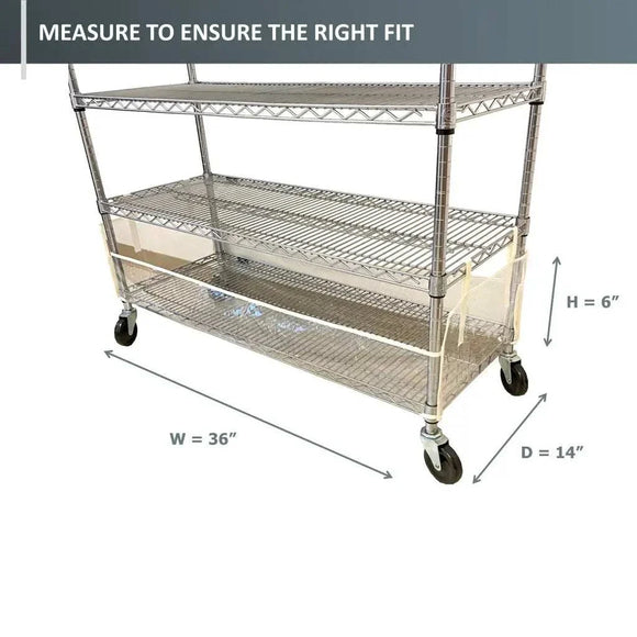 Storage Shelving Bottom Cover, 36"W x 14"D x 6"H, All Clear PVC Panels (Bottom Part ONLY)