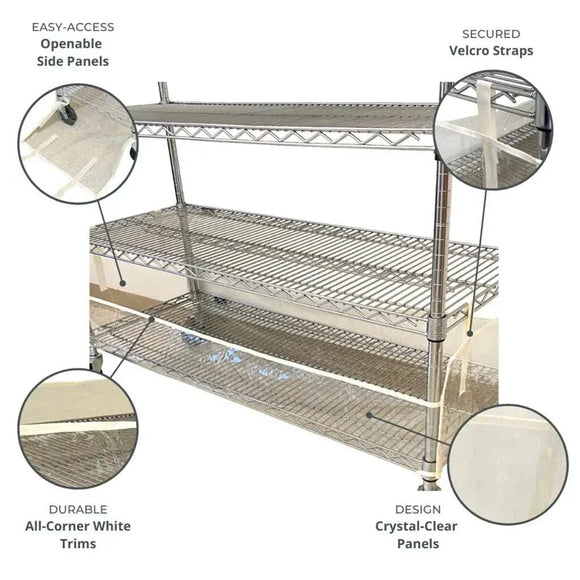 Storage Shelving Bottom Cover, 72"W x 24"D x 6"H, All Clear PVC Panels (Bottom Part ONLY)