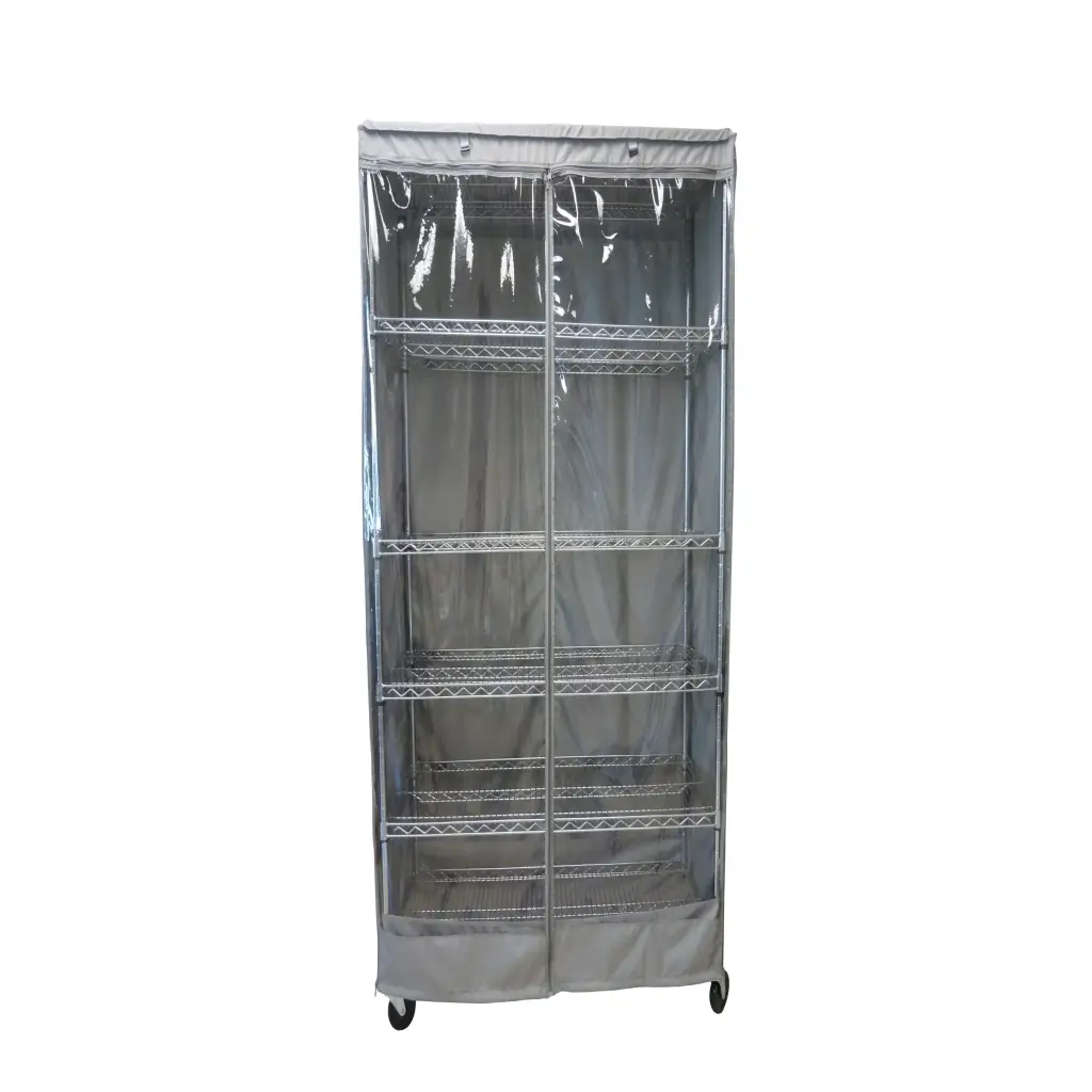 Storage Shelving Unit Cover, fits racks 24"W x 18"D x 72"H one side see through panel in Grey