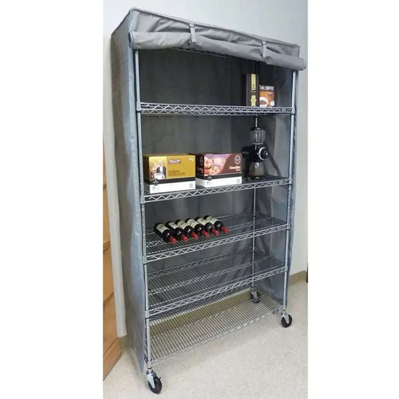 Storage Shelving Unit Cover, fits racks 30"W x 14"D x 62"H in Grey