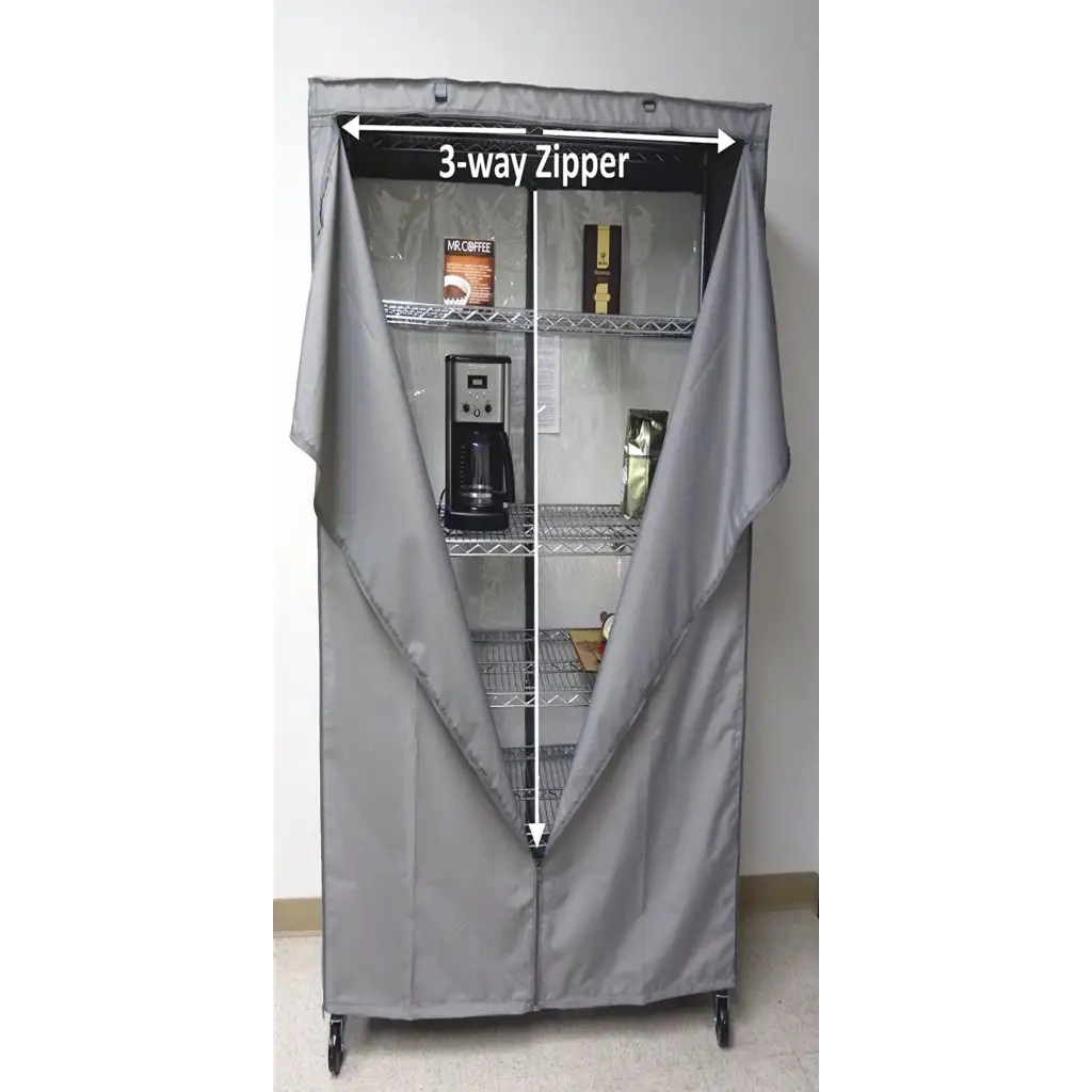 Storage Shelving Unit Cover, fits racks 30"W x 14"D x 62"H in Grey