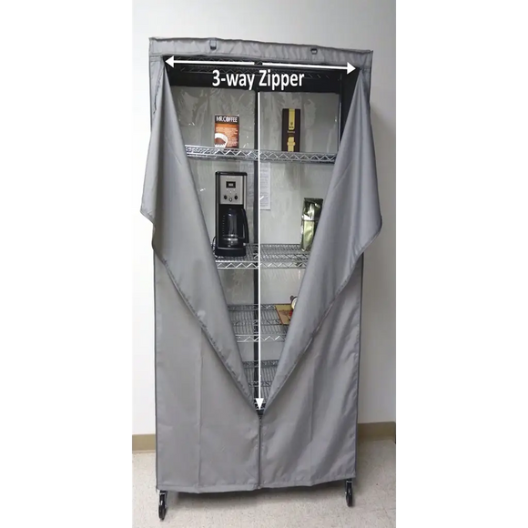 Storage Shelving Unit Cover, fits racks 30"W x 14"D x 62"H in Grey
