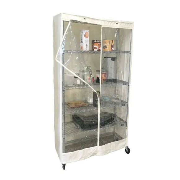 Storage Shelving Unit Cover, fits racks 30"W x 24"D x 72"H one side see through panel in Off White