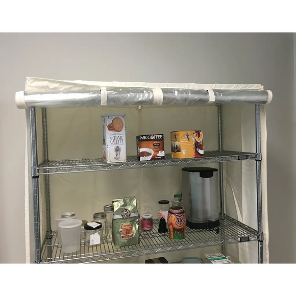 Storage Shelving Unit Cover, fits racks 30"W x 24"D x 72"H one side see through panel in Off White