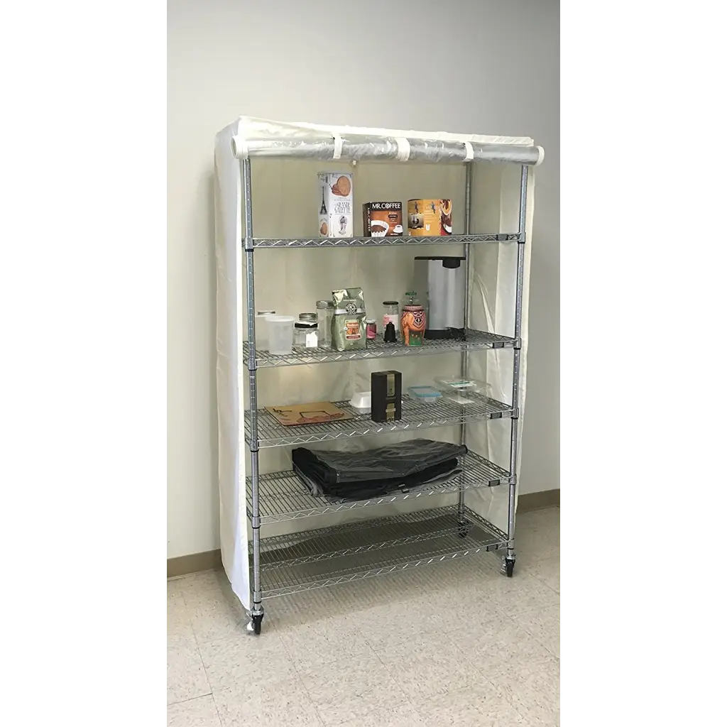 Storage Shelving Unit Cover, fits racks 30"W x 24"D x 72"H one side see through panel in Off White