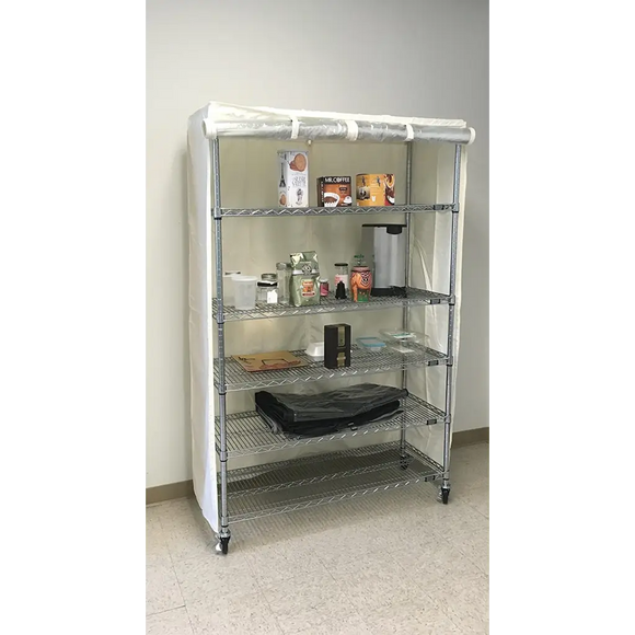 Storage Shelving Unit Cover, fits racks 30"W x 24"D x 72"H one side see through panel in Off White