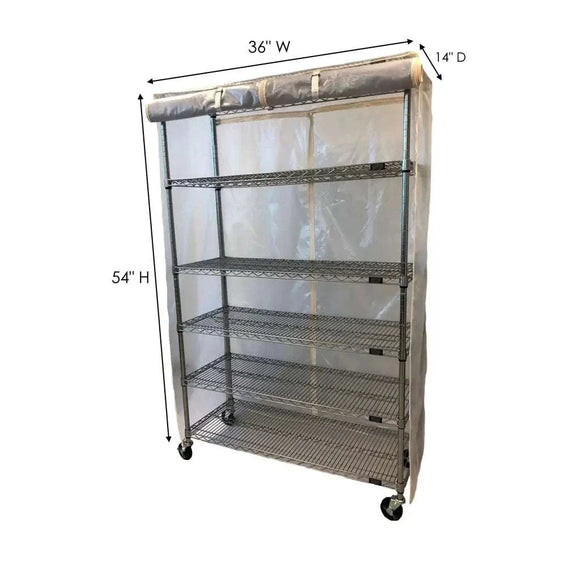 Storage Shelving Unit Cover, fits racks 36"W x 14"D x 54"H all see through mesh PVC