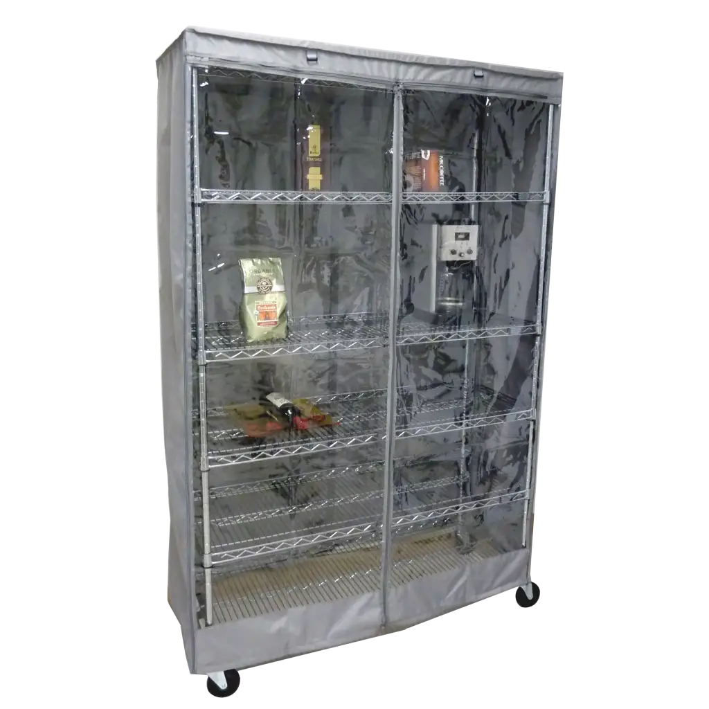 Wire Shelving Cover 36"Wx14"Dx54"H: One Side See-Through, Grey