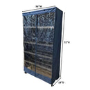 Storage Shelving Unit Cover, fits racks 36"W x 18"D x 72"H one side see through panel in Dusty Blue-2