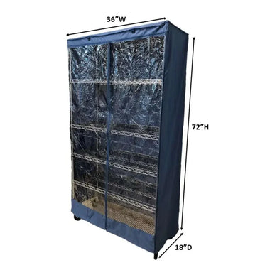 Storage Shelving Unit Cover, fits racks 36"W x 18"D x 72"H one side see through panel in Dusty Blue - 0