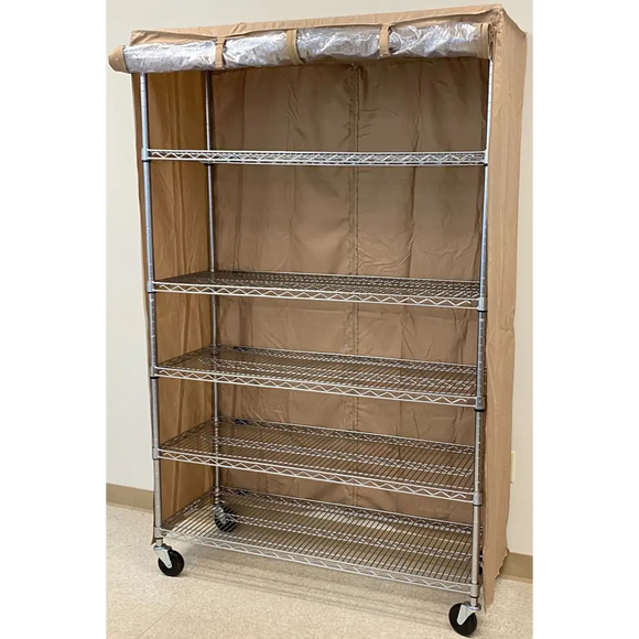 Storage Shelving Unit Cover, fits racks 36"W x 18"D x 72"H one side see through panel in Beige Khaki