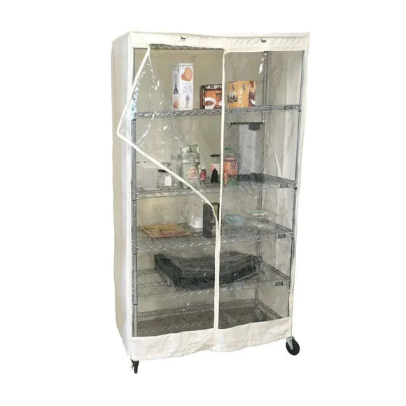 Storage Shelving Unit Cover, fits racks 36"W x 18"D x 72"H one side see through panel in Off White
